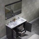 Blossom Milan 48" 2-Door 2-Drawer Silver Gray Freestanding Vanity With Ceramic Drop-In Double Sinks And Mirror