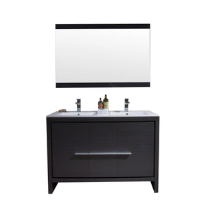Blossom Milan 48" 2-Door 2-Drawer Silver Gray Freestanding Vanity With Ceramic Drop-In Double Sinks And Mirror