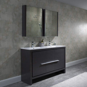 Blossom Milan 48" 2-Door 2-Drawer Silver Gray Freestanding Vanity With Ceramic Drop-In Double Sinks And Mirrored Medicine Cabinet
