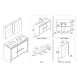 Blossom Milan 48" 2-Door 2-Drawer Silver Gray Freestanding Vanity With Ceramic Drop-In Double Sinks And Mirrored Medicine Cabinet