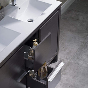 Blossom Milan 48" 2-Door 2-Drawer Silver Gray Freestanding Vanity With Ceramic Drop-In Double Sinks And Mirrored Medicine Cabinet