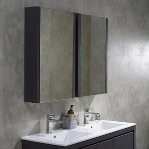 Blossom Milan 48" 2-Door 2-Drawer Silver Gray Freestanding Vanity With Ceramic Drop-In Double Sinks And Mirrored Medicine Cabinet