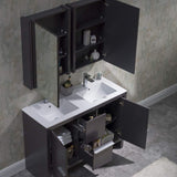 Blossom Milan 48" 2-Door 2-Drawer Silver Gray Freestanding Vanity With Ceramic Drop-In Double Sinks And Mirrored Medicine Cabinet