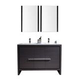 Blossom Milan 48" 2-Door 2-Drawer Silver Gray Freestanding Vanity With Ceramic Drop-In Double Sinks And Mirrored Medicine Cabinet