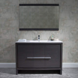 Blossom Milan 48" 2-Door 2-Drawer Silver Gray Freestanding Vanity With Ceramic Drop-In Single Sink And Mirror