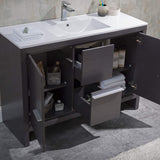 Blossom Milan 48" 2-Door 2-Drawer Silver Gray Freestanding Vanity With Ceramic Drop-In Single Sink And Mirror