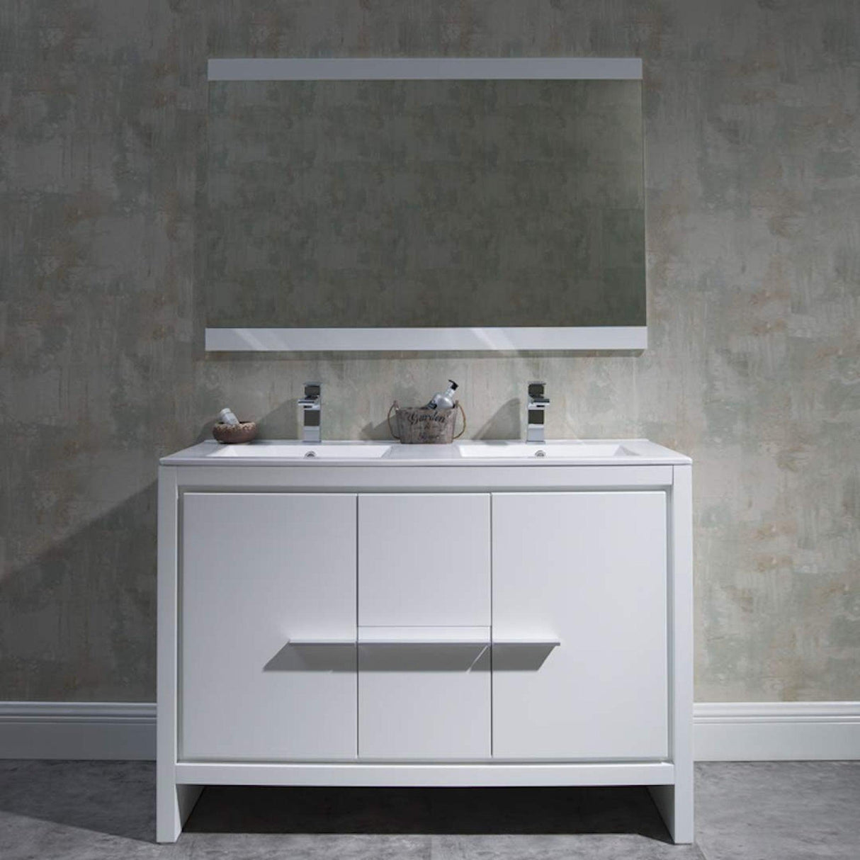 Blossom Milan 48" 2-Door 2-Drawer White Freestanding Vanity With Ceramic Drop-In Double Sinks