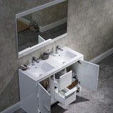 Blossom Milan 48" 2-Door 2-Drawer White Freestanding Vanity With Ceramic Drop-In Double Sinks