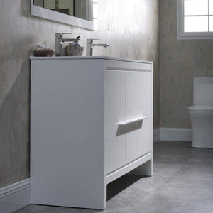 Blossom Milan 48" 2-Door 2-Drawer White Freestanding Vanity With Ceramic Drop-In Double Sinks