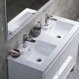 Blossom Milan 48" 2-Door 2-Drawer White Freestanding Vanity With Ceramic Drop-In Double Sinks