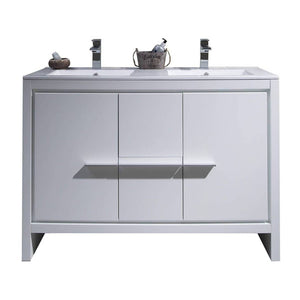 Blossom Milan 48" 2-Door 2-Drawer White Freestanding Vanity With Ceramic Drop-In Double Sinks