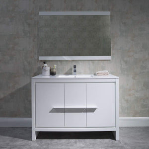 Blossom Milan 48" 2-Door 2-Drawer White Freestanding Vanity With Ceramic Drop-In Single Sink And Mirror