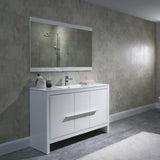 Blossom Milan 48" 2-Door 2-Drawer White Freestanding Vanity With Ceramic Drop-In Single Sink And Mirror