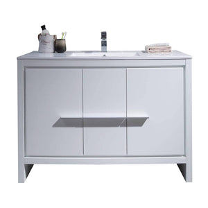Blossom Milan 48" 2-Door 2-Drawer White Freestanding Vanity With Ceramic Drop-In Single Sink