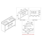 Blossom Milan 60" 2-Door 3-Drawer Silver Gray 2-Door 3-Drawer Freestanding Vanity Base