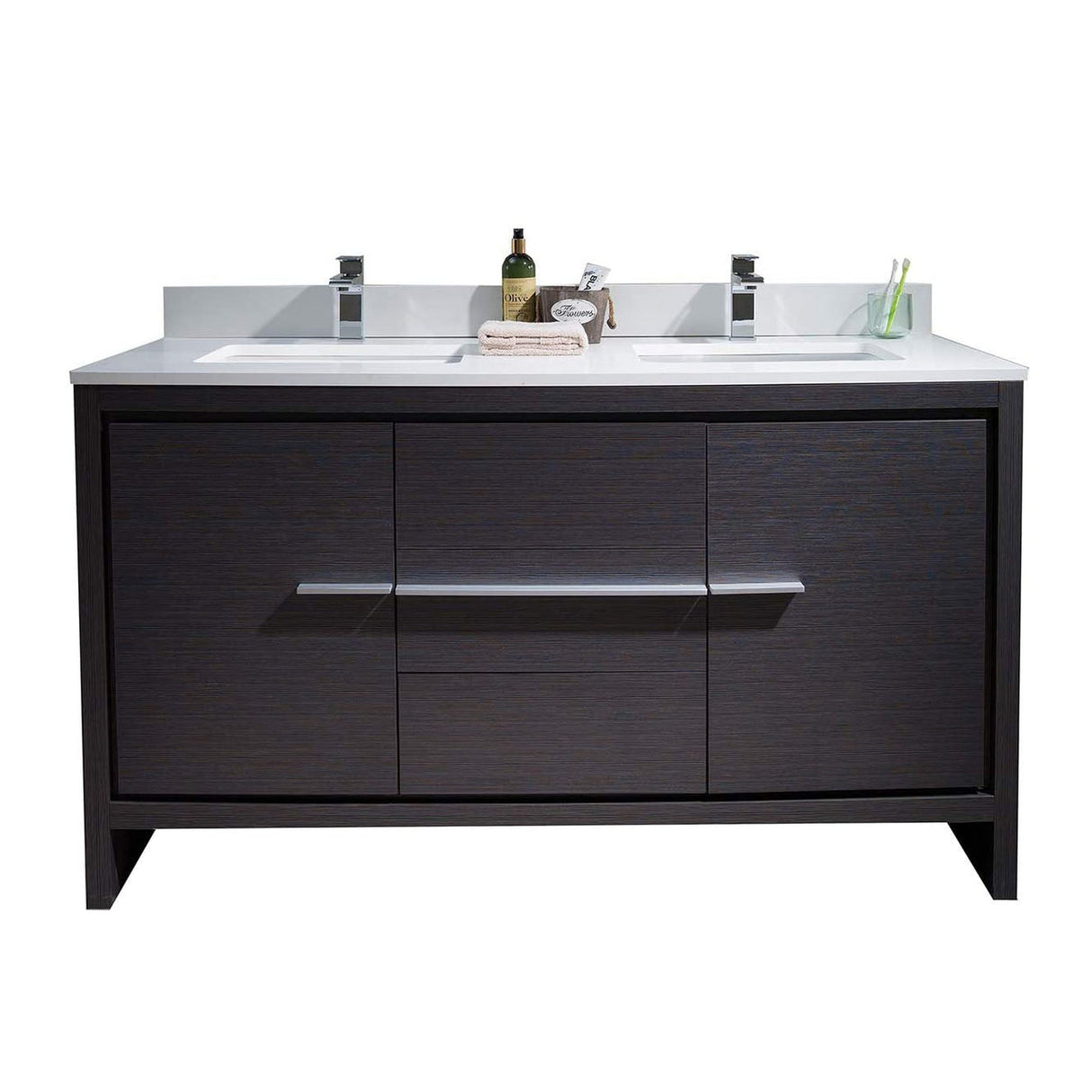 Blossom Milan 60" 2-Door 3-Drawer Silver Gray 2-Door 3-Drawer Freestanding Vanity Base
