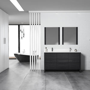 Blossom Milan 60" 2-Door 3-Drawer Silver Gray Freestanding Vanity With Ceramic Drop-In Single Sink And Mirror