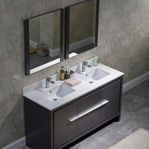 Blossom Milan 60" 2-Door 3-Drawer Silver Gray Freestanding Vanity With Ceramic Drop-In Single Sink And Mirror