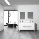 Blossom Milan 60" 2-Door 3-Drawer White Freestanding Vanity With Ceramic Drop-In Single Sink