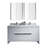Blossom Milan 60" 2-Door 3-Drawer White Freestanding Vanity With Ceramic Drop-In Single Sink And Mirrored Medicine Cabinet