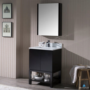 Blossom Monaco 24" 1-Door 2-Drawer Espresso Vanity Base With Wood Legs