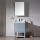 Blossom Monaco 24" 1-Door 2-Drawer Metal Gray Vanity Base With Wood Legs