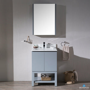 Blossom Monaco 24" 1-Door 2-Drawer Metal Gray Vanity Base With Wood Legs