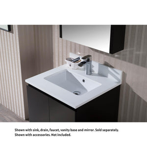 Blossom Monaco 25" x 22" White Quartz Vanity Top With Single Sink Hole and Backsplash