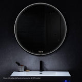 Blossom Oskar 36" Matte Black Wall-Mounted Framed Round LED Mirror