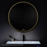 Blossom Oskar 36" Matte Black Wall-Mounted Framed Round LED Mirror