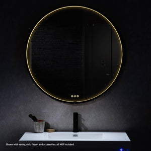 Blossom Oskar 36" Matte Black Wall-Mounted Framed Round LED Mirror