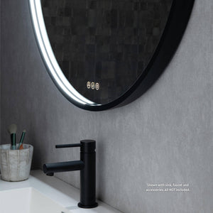 Blossom Oskar 36" Matte Black Wall-Mounted Framed Round LED Mirror