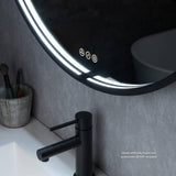 Blossom Oskar 36" Matte Black Wall-Mounted Framed Round LED Mirror