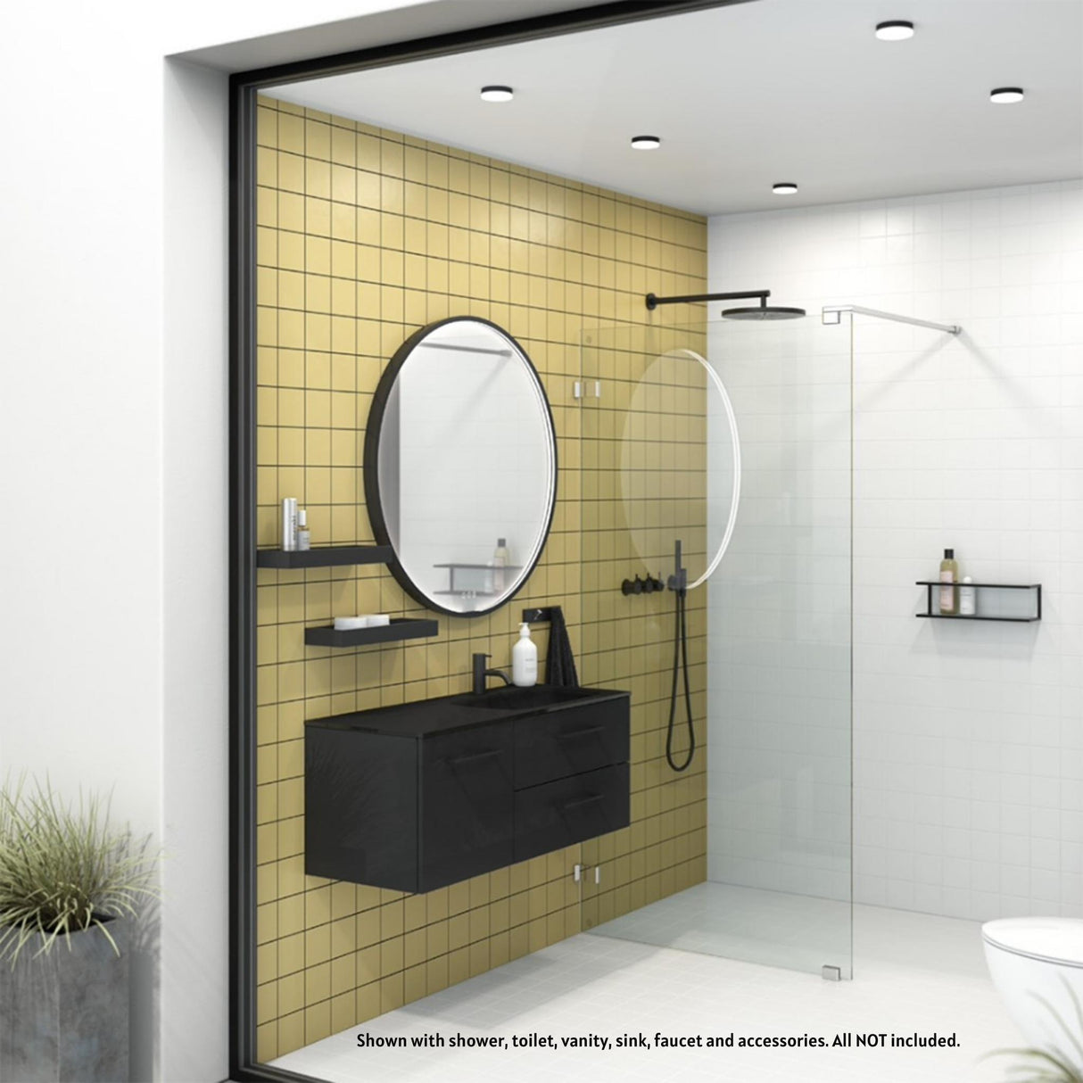 Blossom Oskar 36" Matte Black Wall-Mounted Framed Round LED Mirror