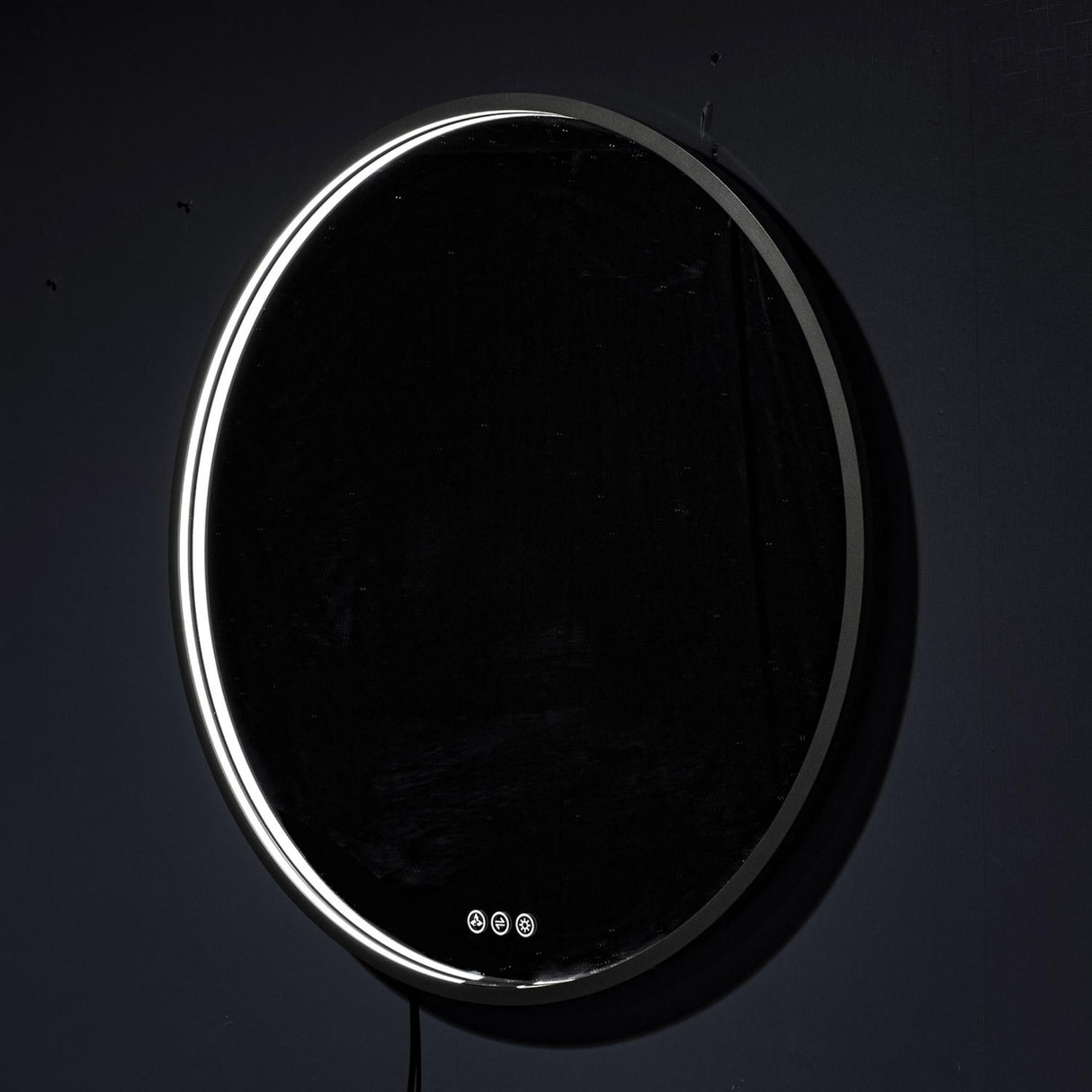 Blossom Oskar 36" Matte Black Wall-Mounted Framed Round LED Mirror