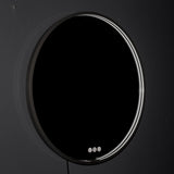 Blossom Oskar 36" Matte Black Wall-Mounted Framed Round LED Mirror