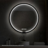 Blossom Oskar 36" Matte Black Wall-Mounted Framed Round LED Mirror