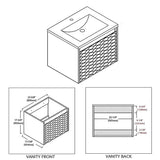 Blossom Paris 24" 1-Drawer Glossy White Wall-Mounted Vanity Base