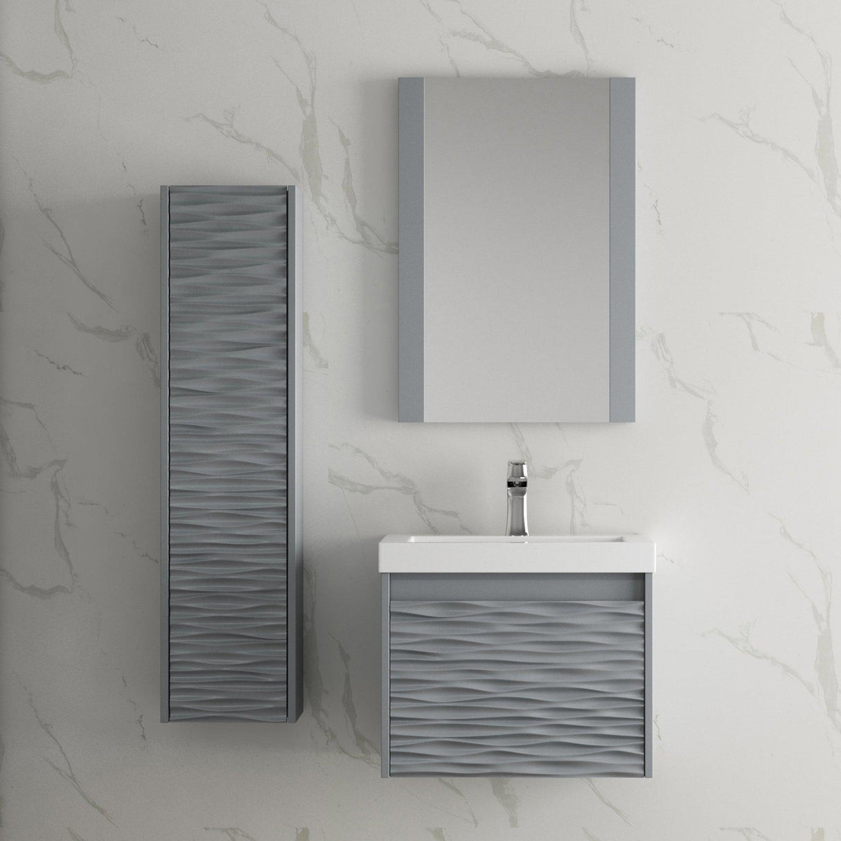 Blossom Paris 24" 1-Drawer Metal Gray Wall-Mounted Vanity Base