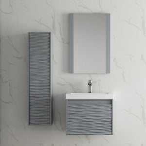 Blossom Paris 24" 1-Drawer Metal Gray Wall-Mounted Vanity Base