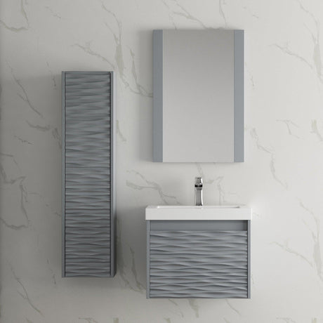 Blossom Paris 24" 1-Drawer Metal Gray Wall-Mounted Vanity Base