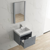 Blossom Paris 24" 1-Drawer Metal Gray Wall-Mounted Vanity Base