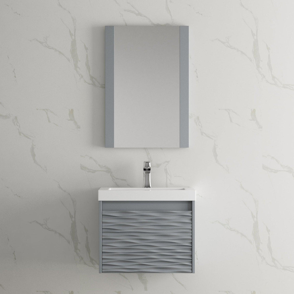Blossom Paris 24" 1-Drawer Metal Gray Wall-Mounted Vanity Base