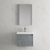 Blossom Paris 24" 1-Drawer Metal Gray Wall-Mounted Vanity Base