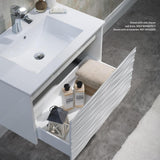 Blossom Paris 30" 1-Drawer Glossy White Wall-Mounted Vanity Base