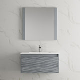 Blossom Paris 36" 1-Drawer Metal Gray Wall-Mounted Vanity Base