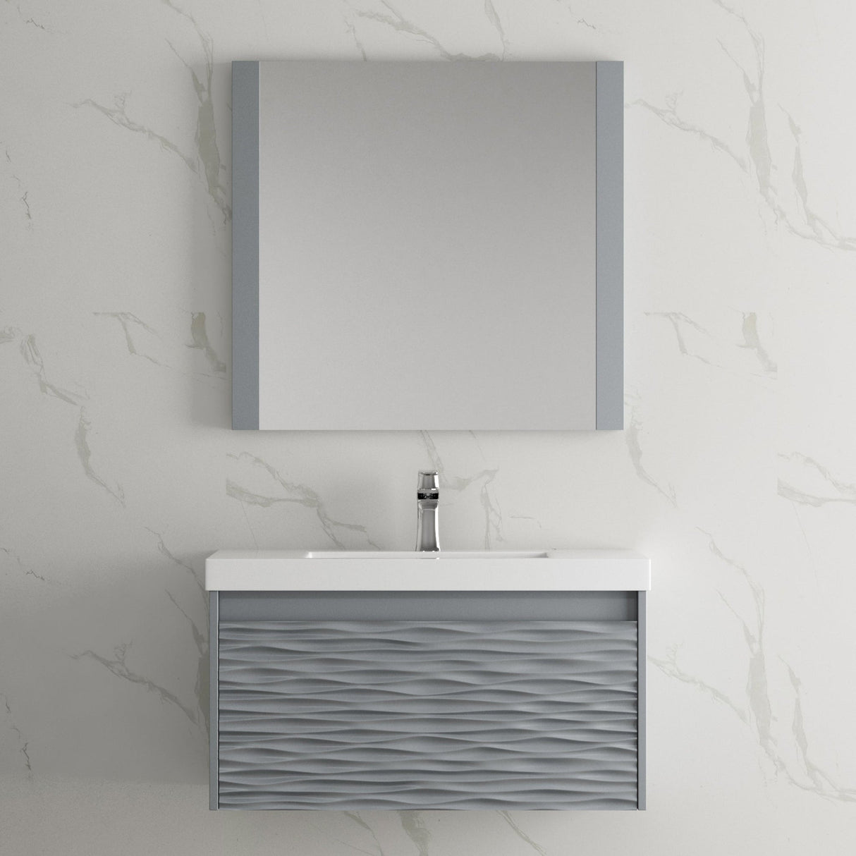 Blossom Paris 36" 1-Drawer Metal Gray Wall-Mounted Vanity Base