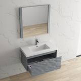 Blossom Paris 36" 1-Drawer Metal Gray Wall-Mounted Vanity Base