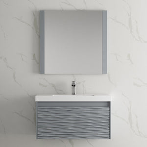 Blossom Paris 36" 1-Drawer Metal Gray Wall-Mounted Vanity Base