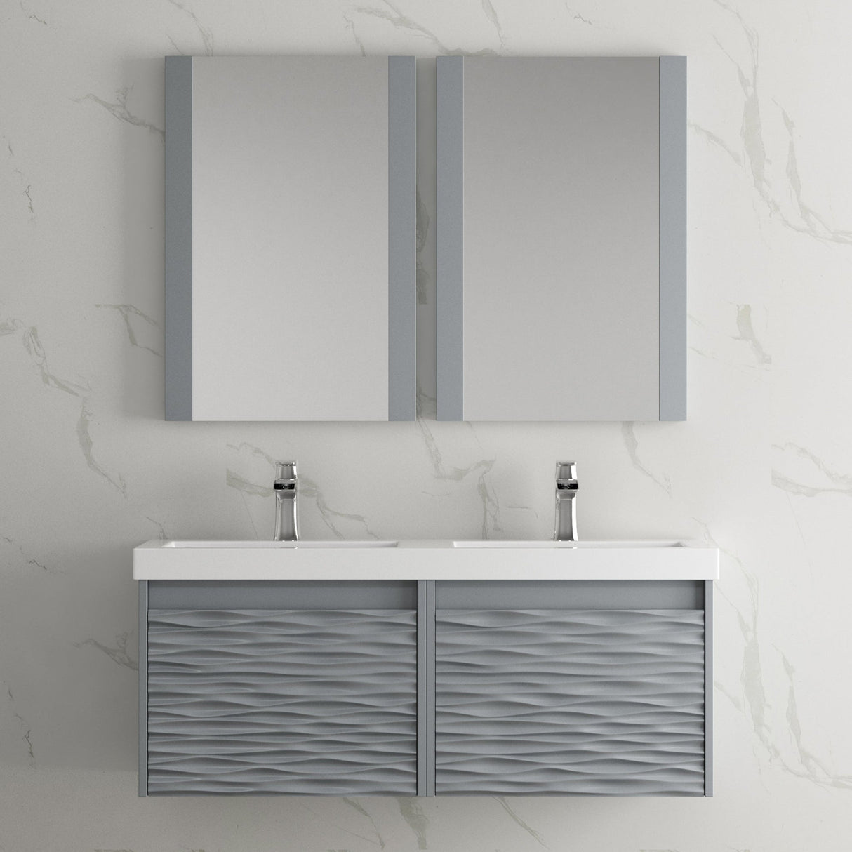 Blossom Paris 48" 2-Drawer Metal Gray Wall-Mounted Vanity Base